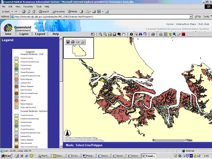Screen dump showing detailed vegetation map for tidal creeks near the Fitzroy Estuary and Keppel Bay based on CHRIS.