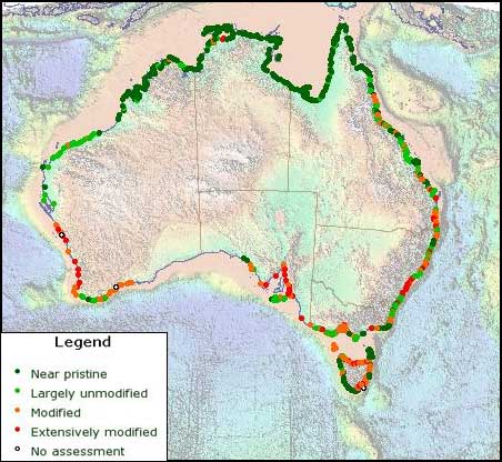 Map of Australia´s near pristine estuaires and their condition based on the NLWRA assessment 2002