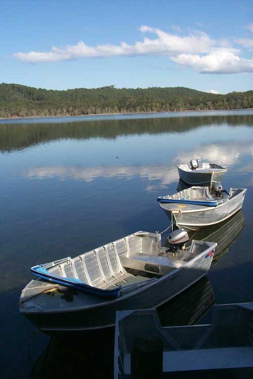 Photo showing hire boats on Smith's Lake, NSW