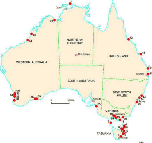 Figure of Australia's Coastal Ramsar Wetland Sites