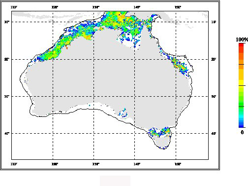 Tidal currents that exceed the threshold speed for mean grain size on the Australian continental shelf.