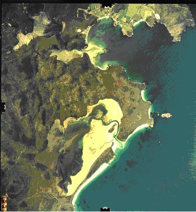 Image of Southport Lagoon - a listed near-pristine estuary - with a large turbidity plume that was likely caused by a wind driven event.