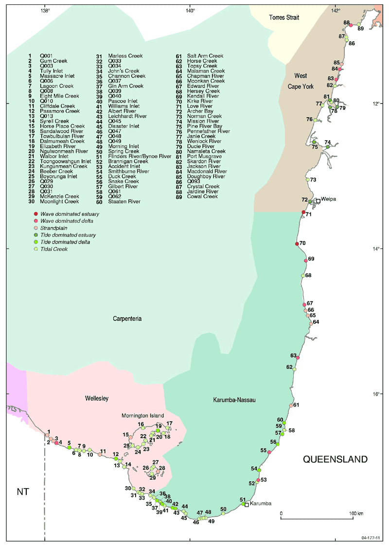 IMCRA regions and near-pristine estuaries of Western Cape York Peninsula